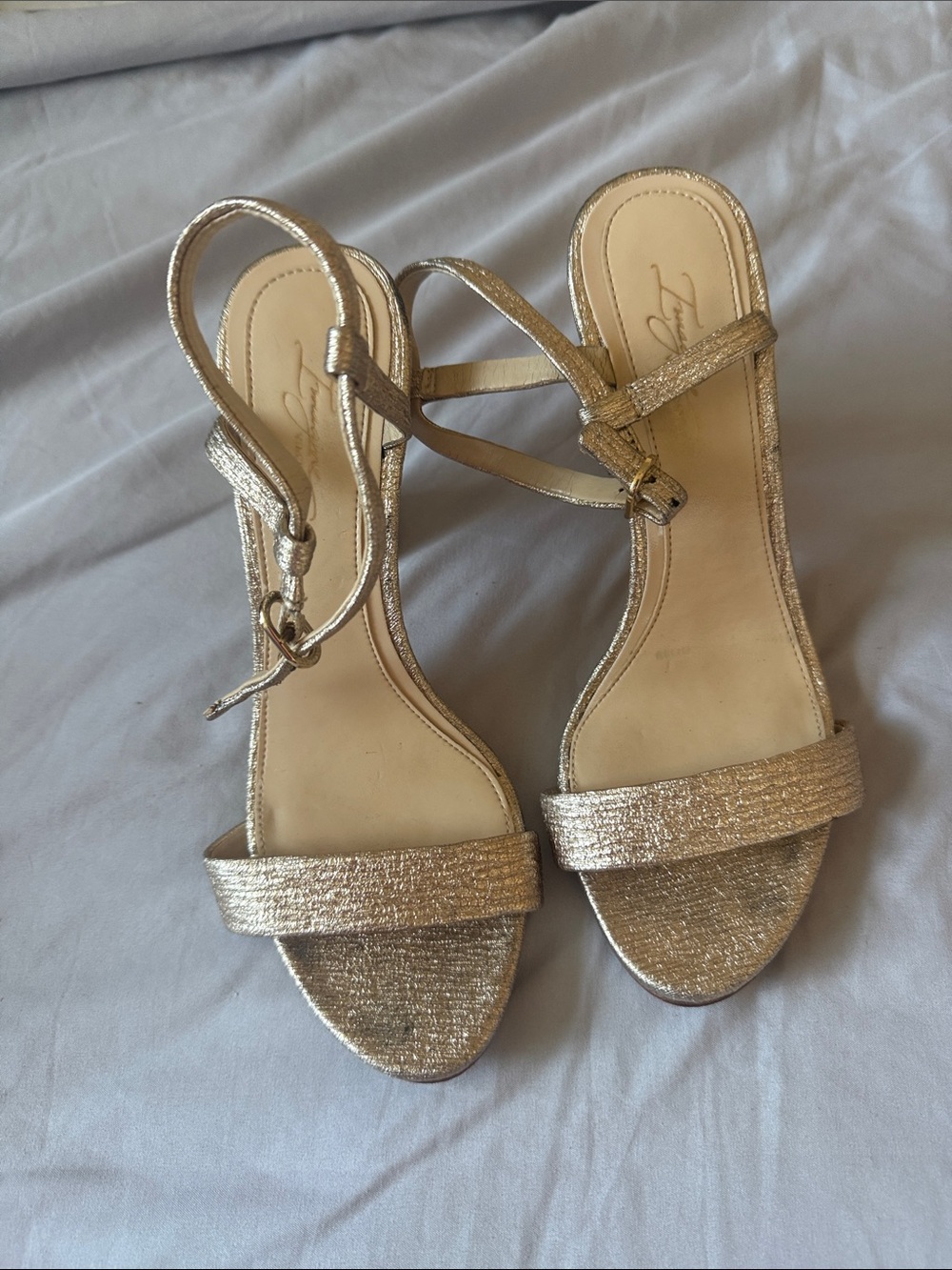 Vince Camuto Metallic Gold Strappy Heels